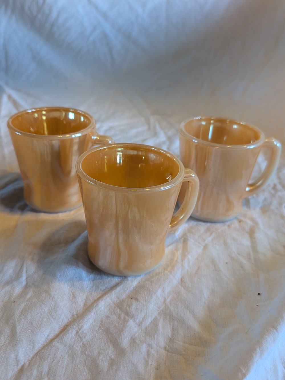 2/30$ Fire King Peach Swirl Glass Mugs - Set of 3